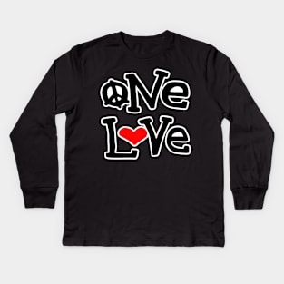 One Love Peace Heart Kids Long Sleeve T-Shirt